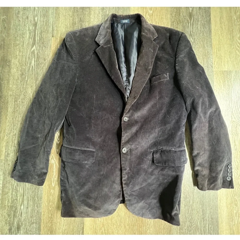 Saddlebred Corduroy Blazer Mens 42R Brown Sport Coat Two Button Cotton Jacket